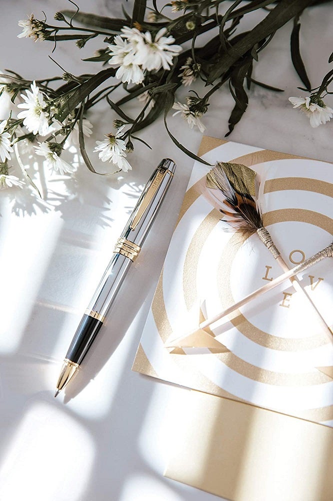 Bailey Medalist Ballpoint Pen by A.T. Cross, transparent barrel with gold trim on Tampa Home & Garden Store