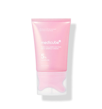 medicube PDRN Collagen Gua Sha Neck Wrinkle Cream tube, pink packaging, 90 g on Tampa Home & Garden Store