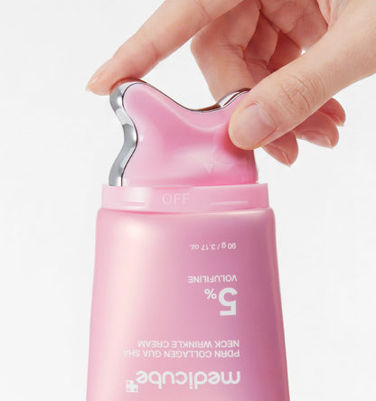 Neck cream medicube PDRN Collagen Gua Sha 90g in pink bottle with gua sha cap Seoulia on Tampa Home & Garden Store