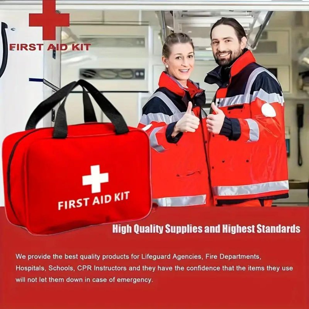 173pcs Large First Aid Kit portable bag in red with white cross logo, outdoor medical on Tampa Home & Garden Store