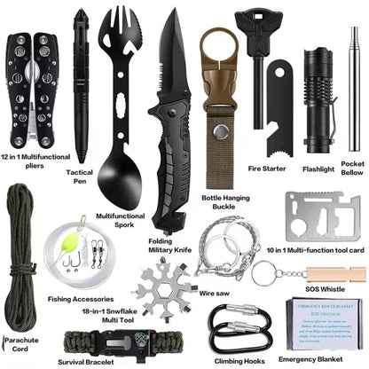 Outdoorzees 31-Piece Survival Gear Kit camping and hiking multitool with spork and knife on Tampa Home & Garden Store