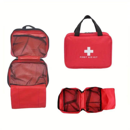 Outdoorzees large first aid kit in red portable bag with white cross and mesh interiors on Tampa Home & Garden Store