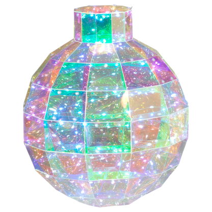 Holographic Holiday Ornament 9in USB lighted sphere, iridescent acrylic facets on Tampa Home & Garden Store
