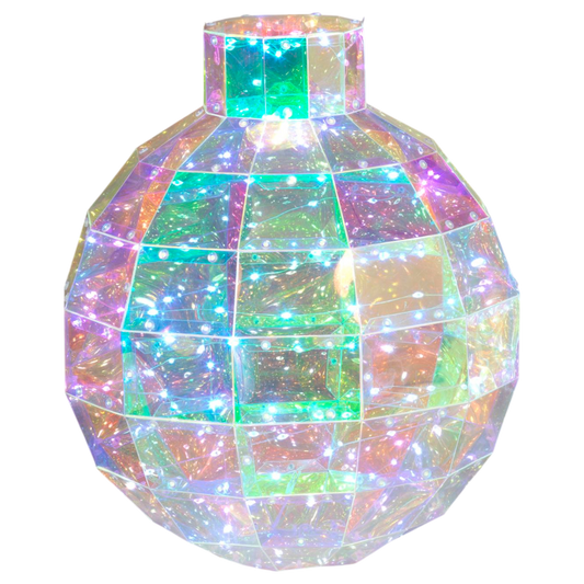 Holographic Holiday Ornament 9in USB lighted sphere, iridescent acrylic facets on Tampa Home & Garden Store