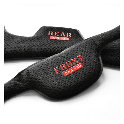 Camo Blue helmet strap close-up on black textured fabric with red Melon tag on Tampa Home & Garden Store