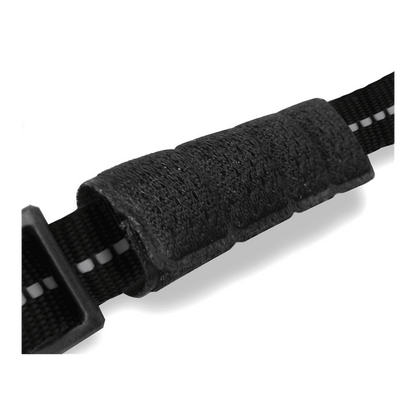 Camo Blue helmet strap close-up with black woven strap and buckle on Tampa Home & Garden Store