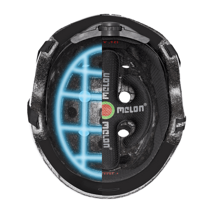 Double Green bicycle helmet interior view with adjustable dial, black padding, Melon logo on Tampa Home & Garden Store