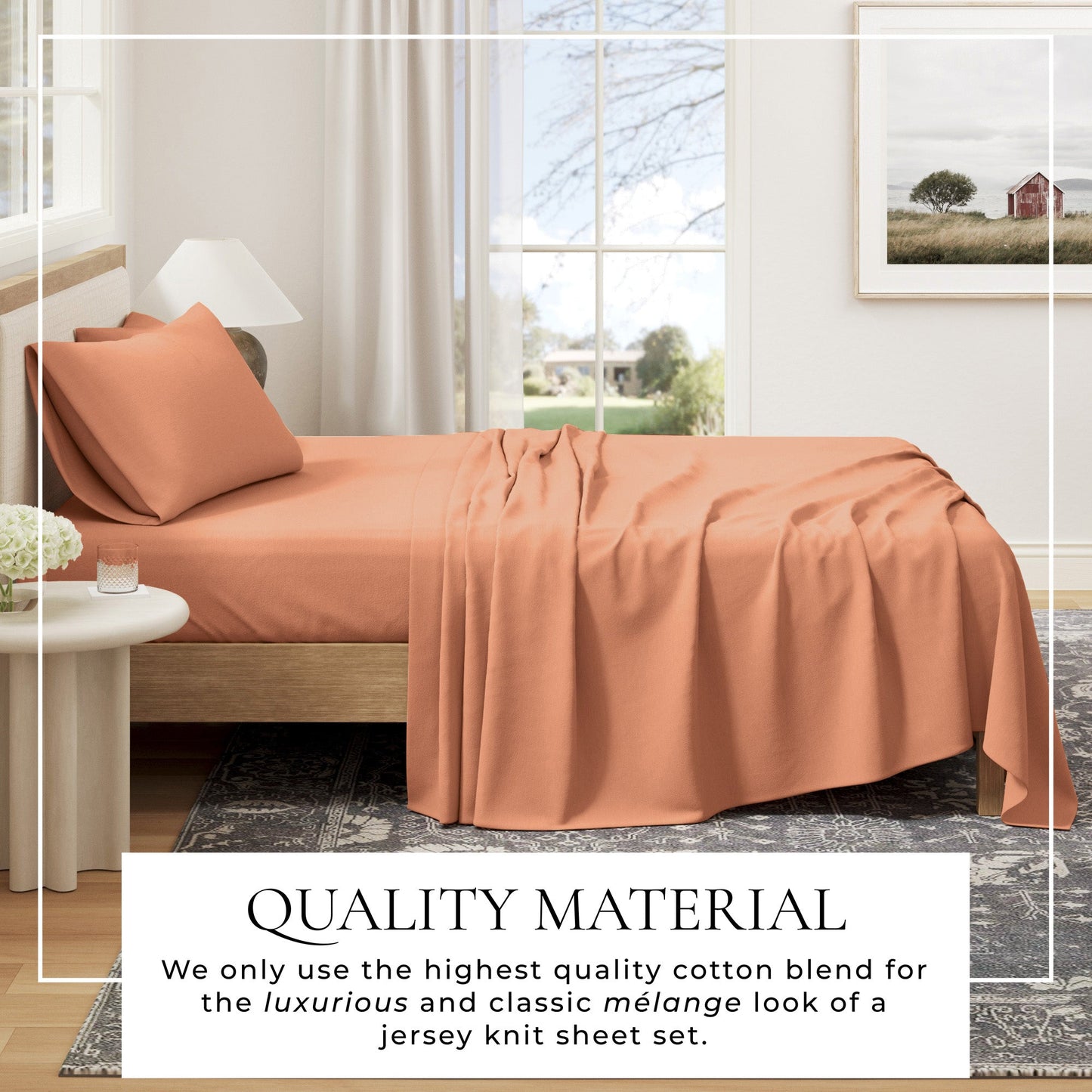 Heathered Jersey and Cotton Blend Bed Sheets