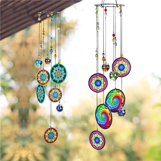 Stevvex memorial wind chimes rainbow maker window sun catcher, colorful mandala discs pair on Tampa Home & Garden Store