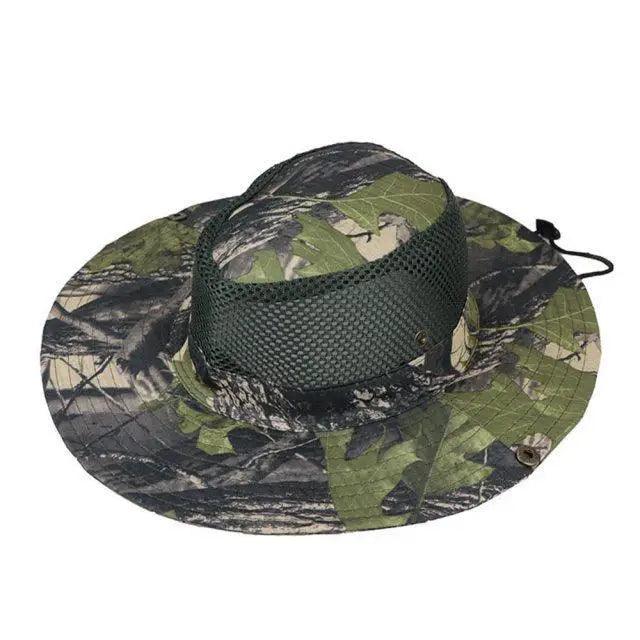 Men's adjustable camouflage sun hat Stevvex with wide brim and mesh crown for outdoor use on Tampa Home & Garden Store