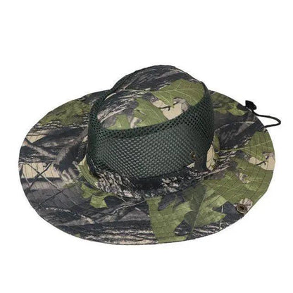 Men's adjustable camouflage sun hat Stevvex with wide brim and mesh crown for outdoor use on Tampa Home & Garden Store