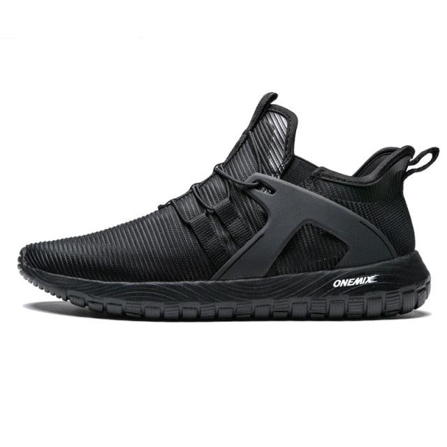 Stevvex men's athletic running shoes black breathable mesh with midfoot cage and rugged outsole on Tampa Home & Garden Store