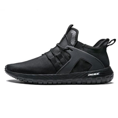 Stevvex men's athletic running shoes black breathable mesh with midfoot cage and rugged outsole on Tampa Home & Garden Store