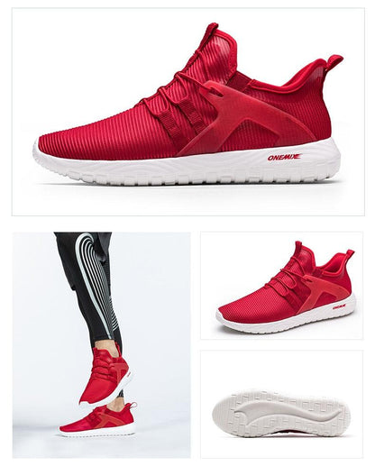 Stevvex red athletic shoes with breathable mesh upper and white midsole with ONEMIX logo on Tampa Home & Garden Store
Stevvex red athletic shoes worn by model during workout on Tampa Home & Garden Store
Stevvex red athletic shoes angled view with knit mesh upper and white outsole on Tampa Home & Garden Store
Stevvex athletic shoe outsole with tread pattern in white on Tampa Home & Garden Store