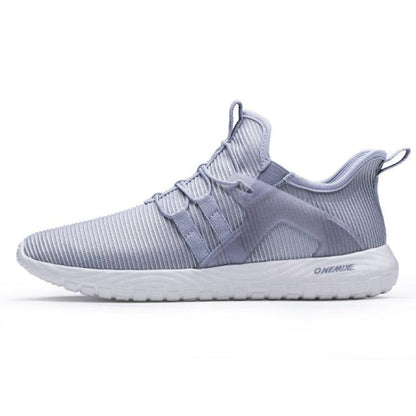 Stevvex men's blue running shoes with breathable knit mesh and lightweight white outsole on Tampa Home & Garden Store