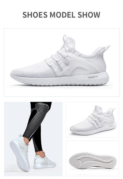White breathable mesh running shoes with a cushioned midsole and grippy outsole for workouts on Tampa Home & Garden Store