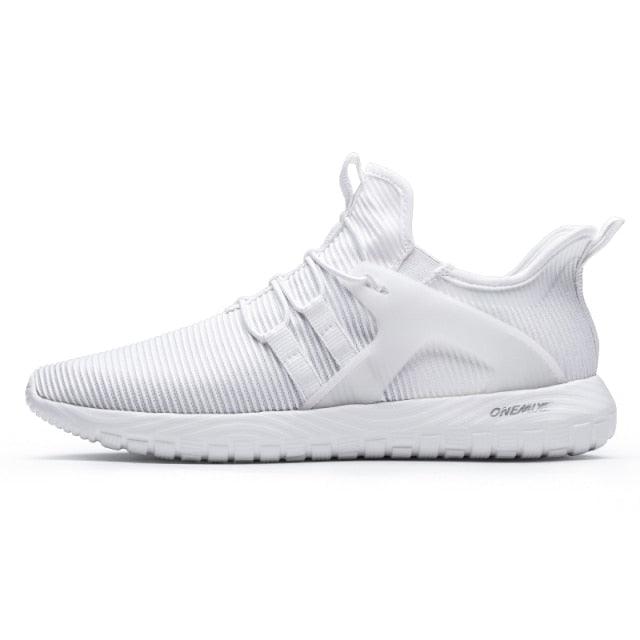 Stevvex men's athletic shoes white breathable knit mesh slip-on runner for workouts on Tampa Home & Garden Store