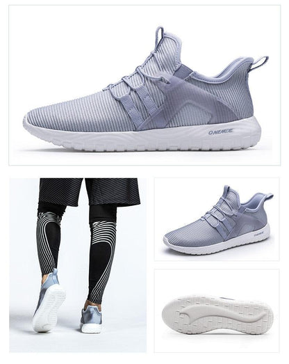 Stevvex blue men's running shoes breathable mesh upper white sole shown in side views on Tampa Home & Garden Store
