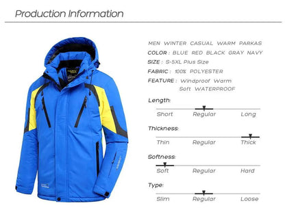Men's Blue Winter Outdoor Jacket Waterproof
