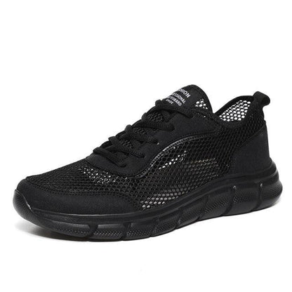 Men casual black Stevvex sneakers with breathable mesh upper and chunky outsole on Tampa Home & Garden Store
