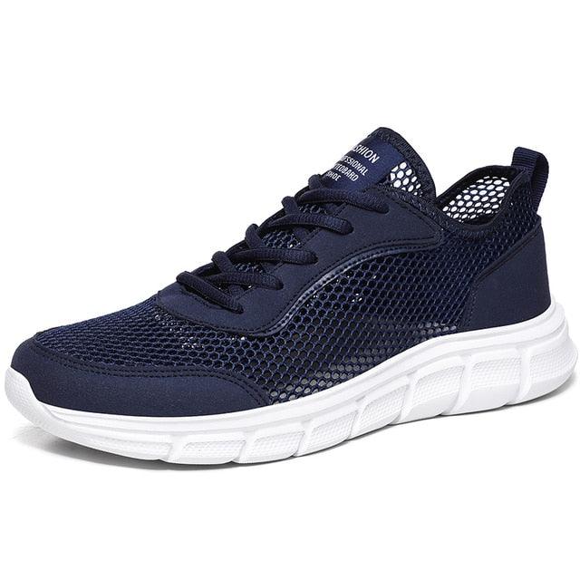 Stevvex men navy blue casual sneakers with breathable mesh upper and white chunky sole on Tampa Home & Garden Store