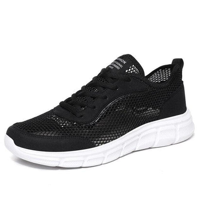 Stevvex men black mesh sneakers, breathable summer athletic shoe with white chunky sole on Tampa Home & Garden Store