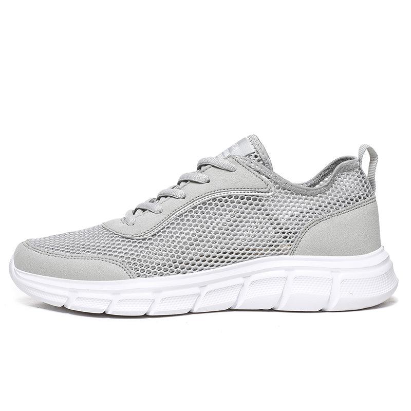 Stevvex men's mesh sneakers with breathable grey upper and white sole ST85SH6388UHT on Tampa Home & Garden Store