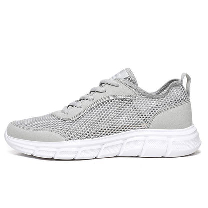 Stevvex men's mesh sneakers with breathable grey upper and white sole ST85SH6388UHT on Tampa Home & Garden Store