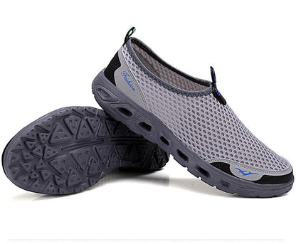 Stevvex men's mesh sneakers, gray slip-on walking shoes on Tampa Home & Garden Store