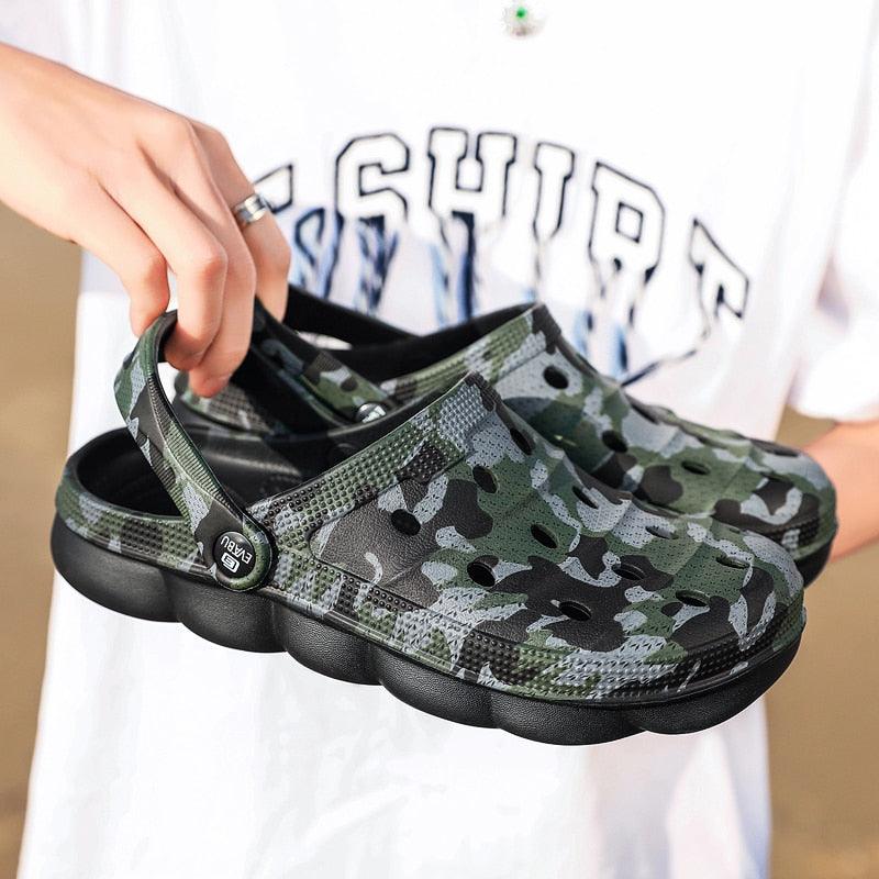 Men’s camouflage garden sandals Stevvex slip-on clogs with perforated upper and anti-slip sole on Tampa Home & Garden Store