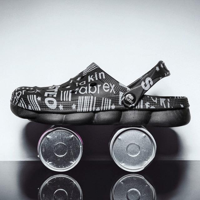 Stevvex men's camouflage slip-on sandals with a chunky black sole and adjustable strap on Tampa Home & Garden Store