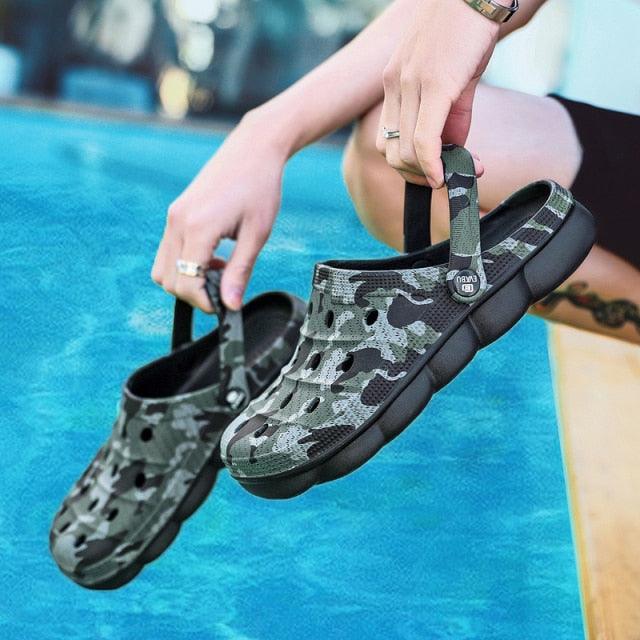 Stevvex camo men's sandals with back strap, water footwear and anti-slip sole on Tampa Home & Garden Store
