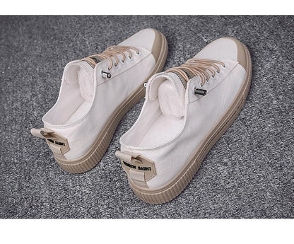 Stevvex men's canvas sneakers pair white with beige sole and laces casual walking shoes on Tampa Home & Garden Store