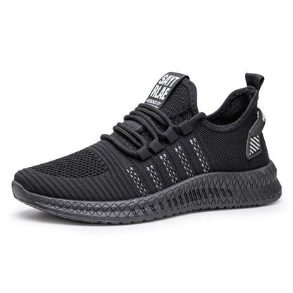 Stevvex black mesh sneakers with breathable knit upper, lace-up design, pull-tab heel on Tampa Home & Garden Store