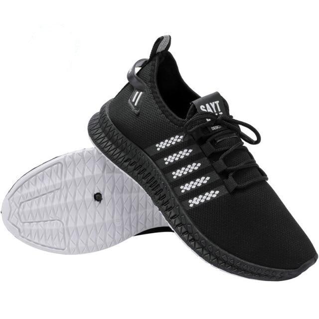Stevvex black mesh sneakers with white outsole, breathable lightweight casual sport shoes on Tampa Home & Garden Store