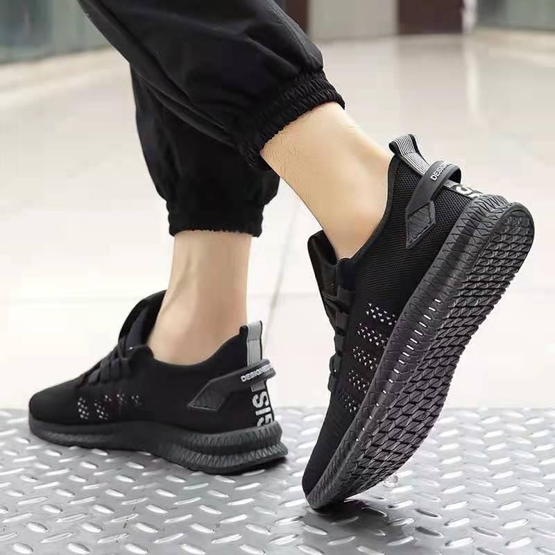 Stevvex men's black breathable mesh sneakers pair with textured non-slip sole on Tampa Home & Garden Store