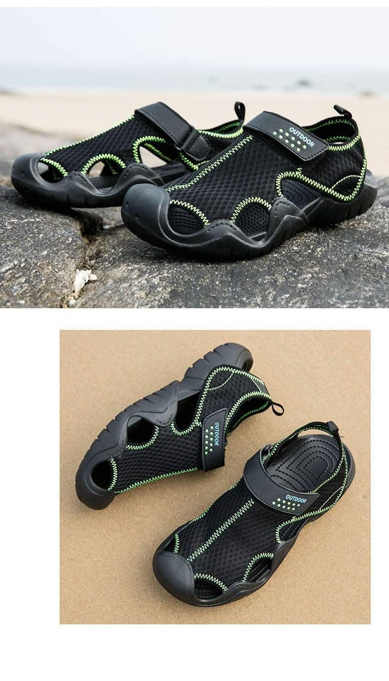 Stevvex men's outdoor sandals with black mesh, stitching, adjustable strap, rugged sole on Tampa Home & Garden Store