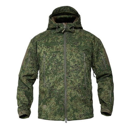 Stevvex men's green camouflage windbreaker jacket with hood, water resistant, zip pockets on Tampa Home & Garden Store