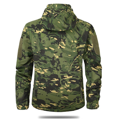 Stevvex men's green camo windbreaker with hood, lightweight water-resistant on Tampa Home & Garden Store