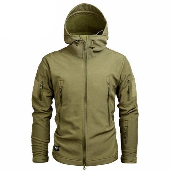 Men's olive green windbreaker jacket by Stevvex with hood and zip pockets water-resistant outdoor on Tampa Home & Garden Store