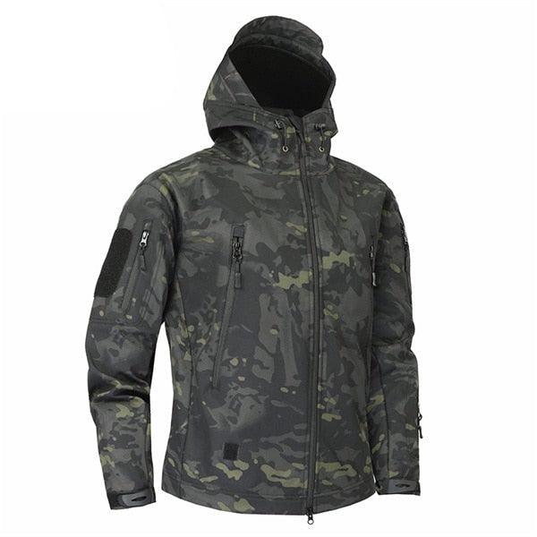 Men's Stevvex camouflage windbreaker with hood, lightweight water-resistant jacket, zip pockets on Tampa Home & Garden Store