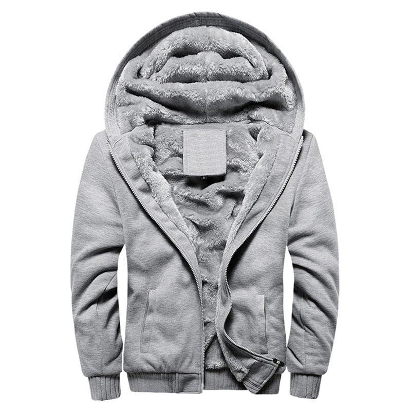 Men's gray faux-fur lined hooded jacket with zip front and pockets Stevvex on Tampa Home & Garden Store