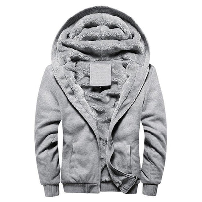 Men's gray faux-fur lined hooded jacket with zip front and pockets Stevvex on Tampa Home & Garden Store