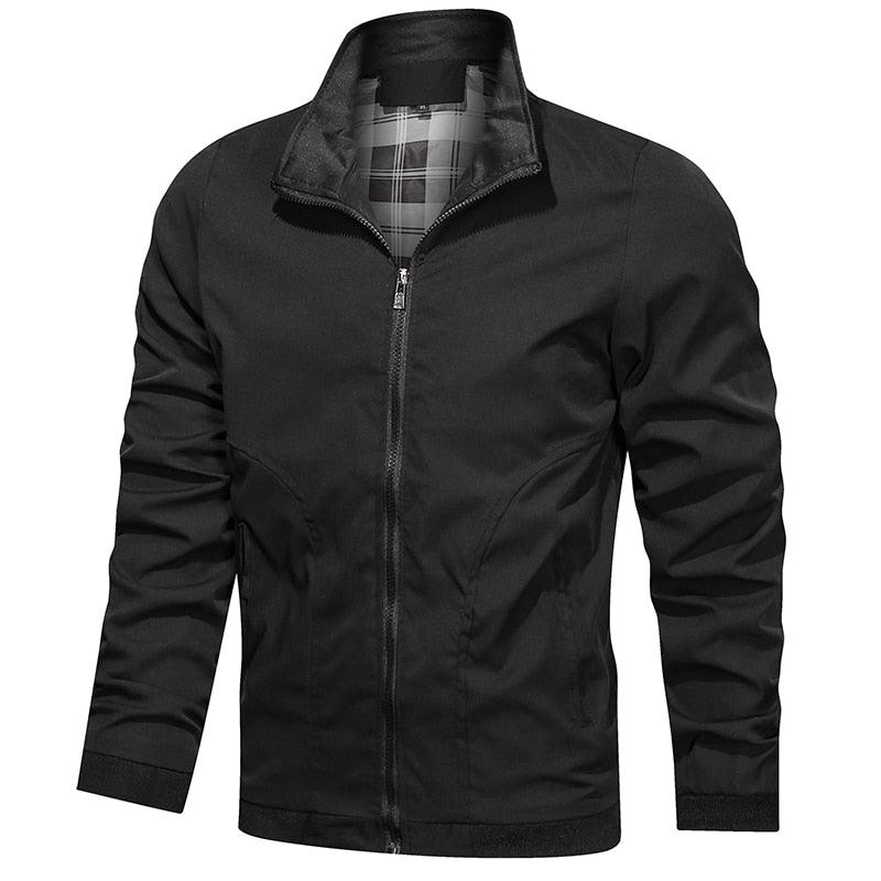 Men's black lightweight windbreaker jacket Stevvex with full-zip, slim-fit rain coat on Tampa Home & Garden Store