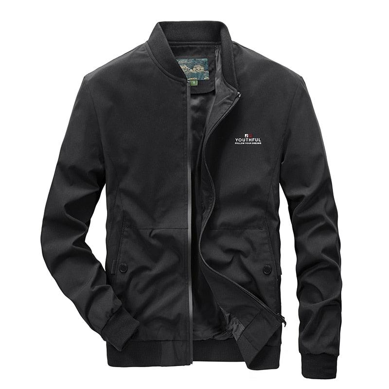 Stevvex Men Lightweight Windbreaker Jacket black with zip front, ribbed cuffs and hem on Tampa Home & Garden Store