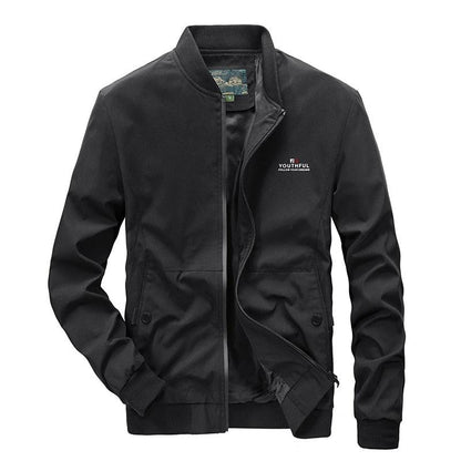 Stevvex Men Lightweight Windbreaker Jacket black with zip front, ribbed cuffs and hem on Tampa Home & Garden Store