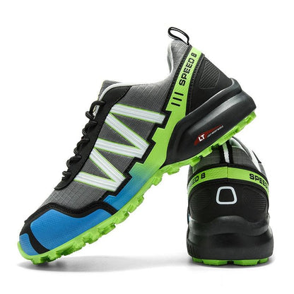 Stevvex men's running sneakers ST85SH0455SNH, gray breathable mesh upper with neon green accents on Tampa Home & Garden Store