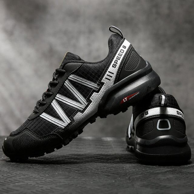 Stevvex Men Running Sneakers black breathable anti-slip lace-up athletic shoes lightweight on Tampa Home & Garden Store