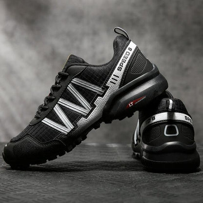 Stevvex Men Running Sneakers black breathable anti-slip lace-up athletic shoes lightweight on Tampa Home & Garden Store