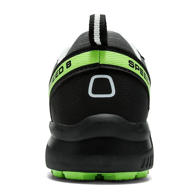 Stevvex men's running sneaker black with neon green heel band upper non-slip outsole on Tampa Home & Garden Store